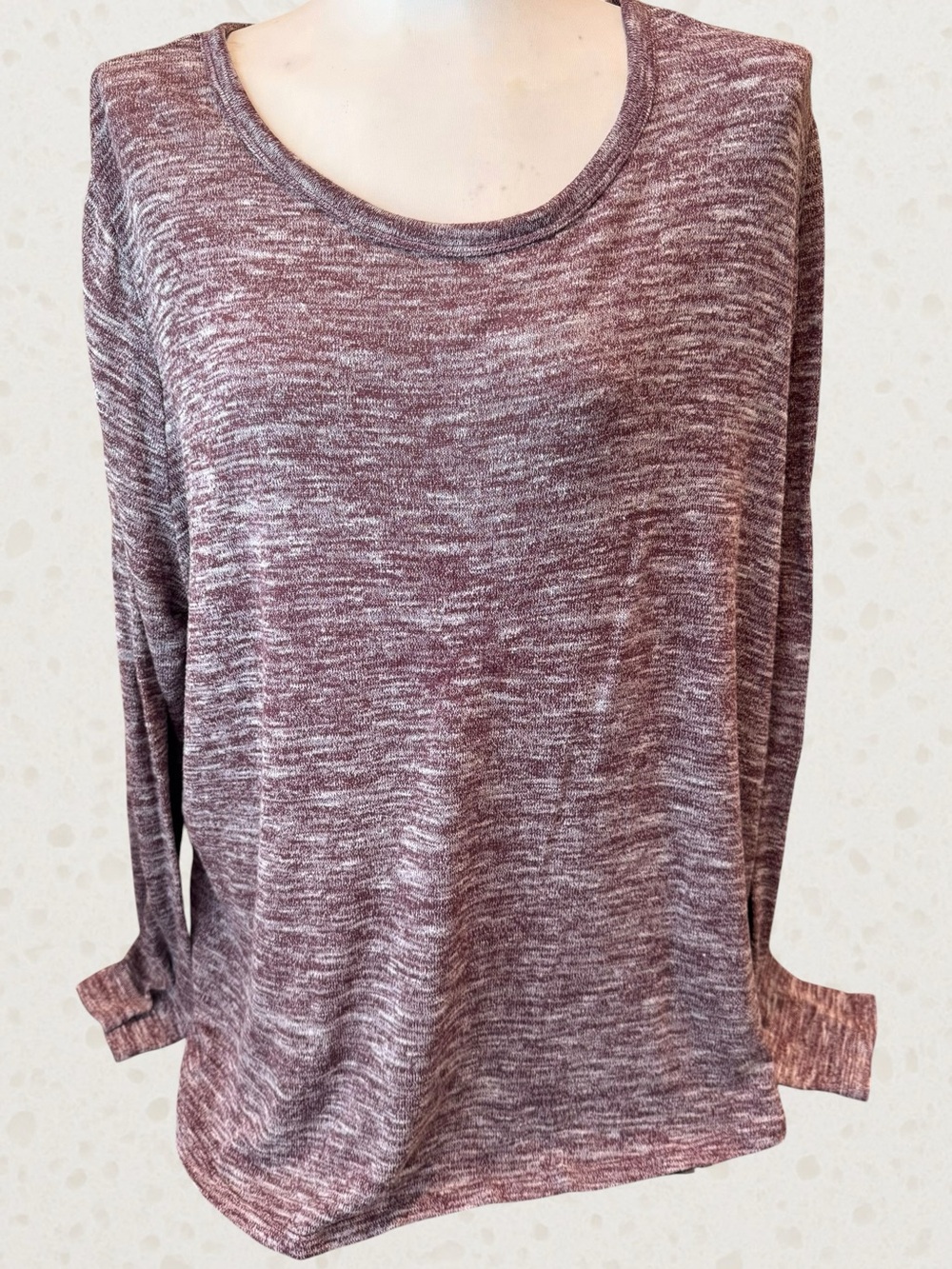 Old Navy XXL Burgundy Marled Layered Tulip Back Long Sleeve Top